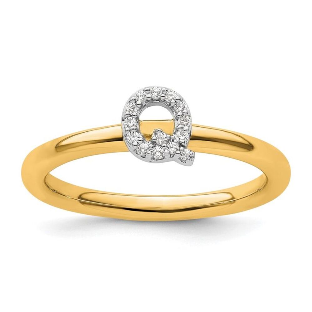 Kazi Luxury 14k Yellow Gold Stackable Diamond Ini… - image 1